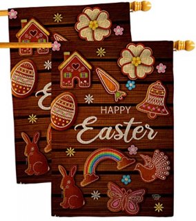 Ornament Collection Chocolate Easter Burlap House Flag 2 pcs Pack Spring Happy B