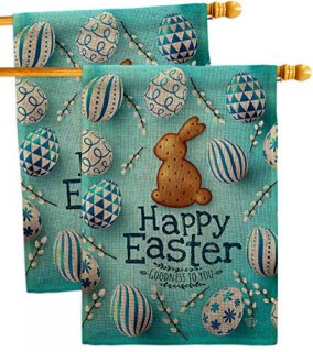 Ornament Collection Easter Goodness Burlap House Flag 2 pcs Pack Spring Happy Bu