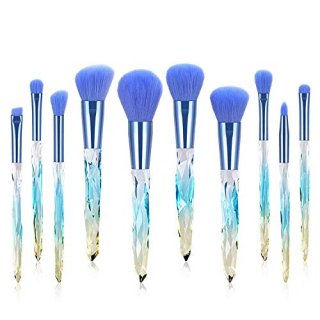 Kingtree Makeup Brushes 10PCS Crystal Handle Makeup Brush Set Premium Synthetic 