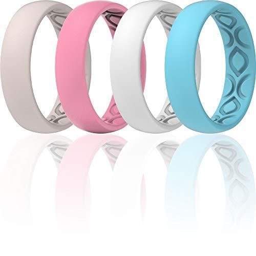 ThunderFit レディース 薄手 重ねられるシリコンリング 結婚指輪