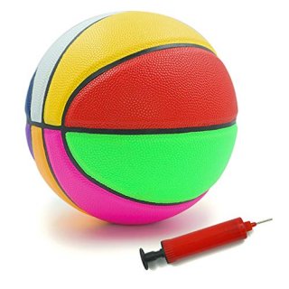 Aoneky Rubber Size 3 Basketball - Colorful Rainbow Ball for Kids Aged 3-7 Years 