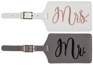 Chelmon Mr. and Mrs. Honeymoon Wedding Bridal Shower Gift Cute Luggage Tag Trave