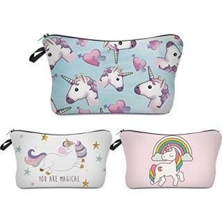 Unicorn Makeup BagDeanfun 3pcs/set Super Funny 3D Printing women cosmetic bag Mu