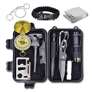 Emergency Survival Kit 12 in 1 Outdoor Survival Gear Lifesaving Tools Contains C