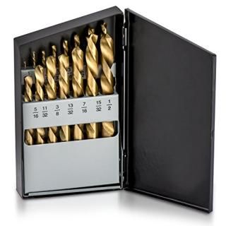 NEIKO 10037A Left Hand Drill Bit Set  15 Piece  SAE 1/16 - 1/2  Reverse Twist  M