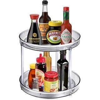 2-Tier Lazy Susan Turntable Food Storage Container for Kitchen Cabinets Pantry R