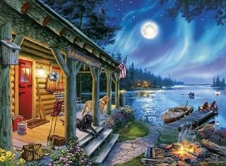 Buffalo Games Moonlight Lodge by Darrell Bush Jigsaw Puzzle 1000 Piece