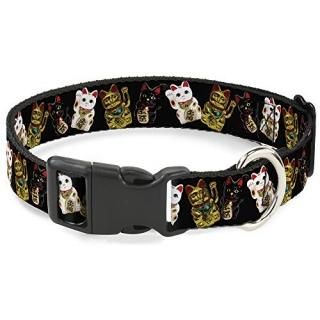Cat Collar Breakaway Maneki Neko Lucky Cats Gold Black White 8 to 12 Inches 0.5 