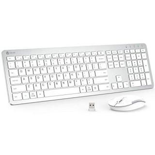 iClever GK08 Wireless Keyboard and Mouse - Rechargeable Wireless Keyboard Ergono