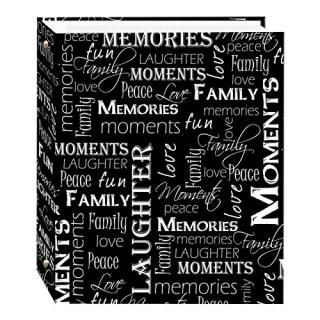 Black & White Words - Magnetic Self-Stick 3-Ring Photo Album 100 Pages 50 Sheets