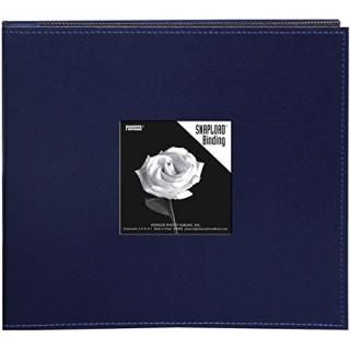 Pioneer 8 Inch by 8 Inch Snapload Sewn Leatherette Frame Cover Memory Book Navy 