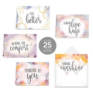 Simple Sentiments Greeting Cards / 25 Encouragement Greeting Cards With Envelope