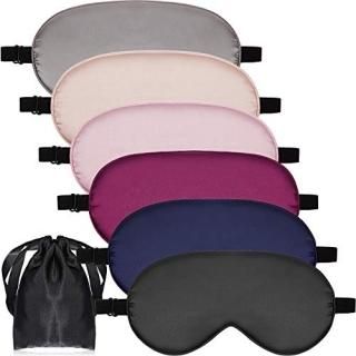 6 Pieces Natural Silk Sleep Mask Soft Eye Mask with Adjustable Strap Blindfold E