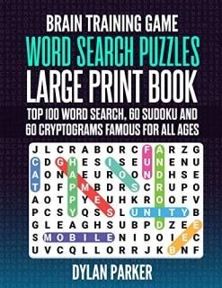 Brain Training Game Word Search Puzzles Large Print Book Top 100 Word Search 60 