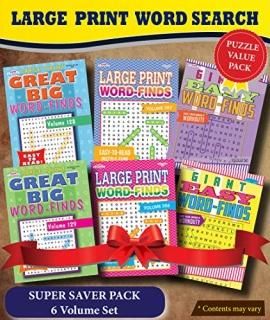 KAPPA Super Saver LARGE PRINT Word Search Puzzle Pack - Pack of 6 Full Size Book