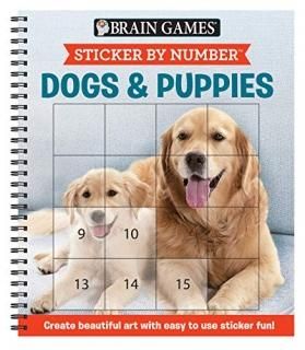Brain Games - Sticker by Number Dogs & Puppies Square Stickers Create Beautiful 