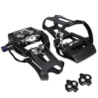 BV Bike Shimano SPD Compatible 9/16'' Pedals with Toe Clips SPD Cleats included 