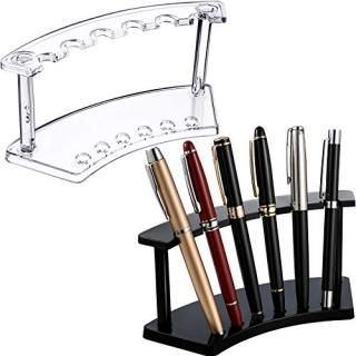 Tinlade 2 Pieces Plastic Pen Holder Stand Pen Display Stand Rack 6-Slot Pen Make