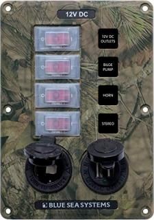 Blue Sea Systems 4324-BSS Panel Switch H2O CB 4POS SCKT Camouflage