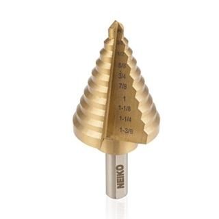 Neiko 10194A Titanium Step Drill Bit High Speed Steel  1/4 to 1-3/8  Total 10 St