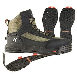 Korkers Greenback Wading Boot with Kling-On & Studded Kling-On Soles Dried Herb/