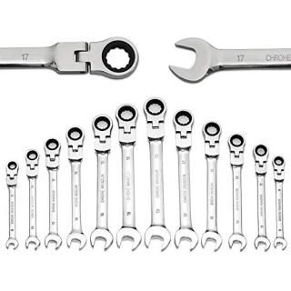 Yashong 12-Piece 8-19mm Metric Flex-Head Ratcheting Wrench Set Professional Chro