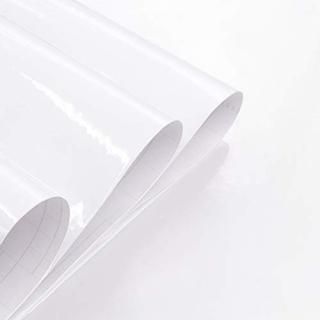 White Wallpaper Glossy Vinyl Film Removable Self-Adhesive Peel and Stick Wallpap