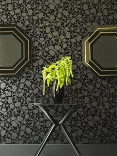 Graham & Brown Barbara Hulanicki Flock Skulls Flocked Wallpaper Black by Graham 