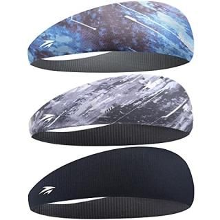 Zollen Mens Headbands 3 Packs Guys Sweatband and Sports Headband for Men for Run