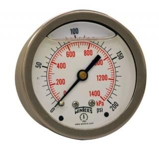 Winters PFQ Series Stainless Steel 304 Dual Scale Liquid Filled Pressure Gauge w