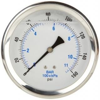 PIC Gauge 202L-404F 4 Dial 0/160 psi Range 1/4 Male NPT Connection Size Center B