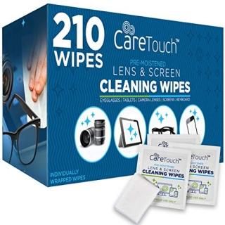 Care Touch Lens Cleaning Wipes - 210 Pre-Moistened and Individually Wrapped Lens