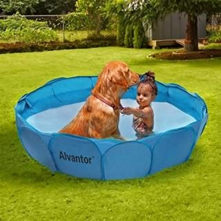 Alvantor Pet Swimming Pool Dog Bathing Tub Kiddie Pools Cat Puppy Shower Spa Fol