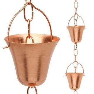 Marrgon Copper Rain Chain - Decorative Chimes & Cups Replace Gutter Downspout & 