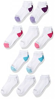 Fruit of the Loom Girls' Little Low Cut with Half Cushion 10 Pack Sock White Ass