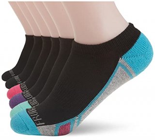 Fruit of the Loom Girls' Big Cushion No Show with Arch Support 6 Pack Sock Black