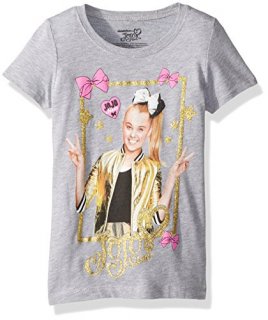 Nickelodeon Girls' Little JoJo Siwa Short Sleeve T-Shirt Heather Grey 6X