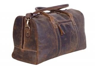 KomalC 24 Inch Leather Duffel Bags for Men and Women Full Grain Leather Travel O