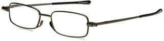 Foster Grant Gavin Fold Flat Rectangular Reading Glasses Gunmetal/Transparent 59