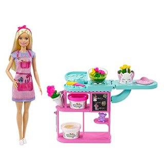 Barbie Florist Playset with 12-In/30.40-cm Blonde Doll Flower-Making Station 3 D