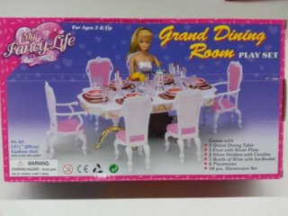 Gloria Barbie Doll Sized Grand Dining Room Furniture & Accessories