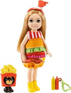 Barbie Club Chelsea Dress-Up Doll 6-Inch Blonde in Burger Costume with Pet and A