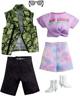 Barbie Fashion Pack with 1 Outfit 1 Accessory Doll Tie Dye Shorts 1 Each for Ken
