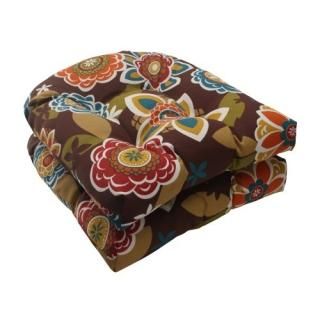 Pillow Perfect Indoor/Outdoor Annie Wicker Seat Cushion Chocolate Set of 2Annie 