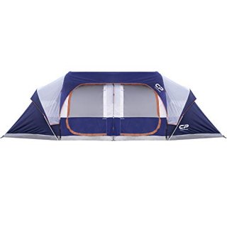 CAMPROS テント 12人用 キャンプテント 防水 防風 ファミリーテント 天蓋 6つの大きなメッシュ窓 二重構造 簡単設置 キャリーバッグ付き 持ち運び可