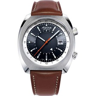 Alpina Men's Stainless Steel Swiss Automatic Sport Watch with Leather Strap Blac