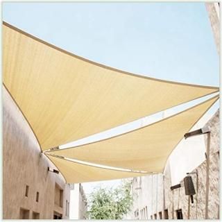 ColourTree 20' x 20' x 20' Beige Sun Shade Sail Triangle Canopy  UV Resistant He