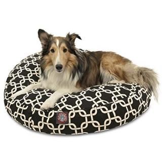 Black Links Medium Round Indoor Outdoor Pet Dog Bed With Removable Washable Cove