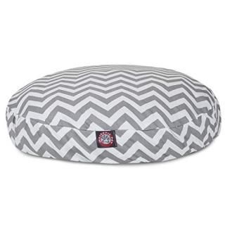 Gray Chevron Medium Round Indoor Outdoor Pet Dog Bed With Removable Washable Cov