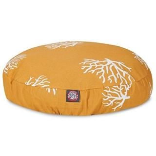Yellow Coral Large Round Indoor Outdoor Pet Dog Bed With Removable Washable Cove